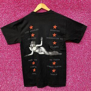 Black Graphic Tee with Red Accents